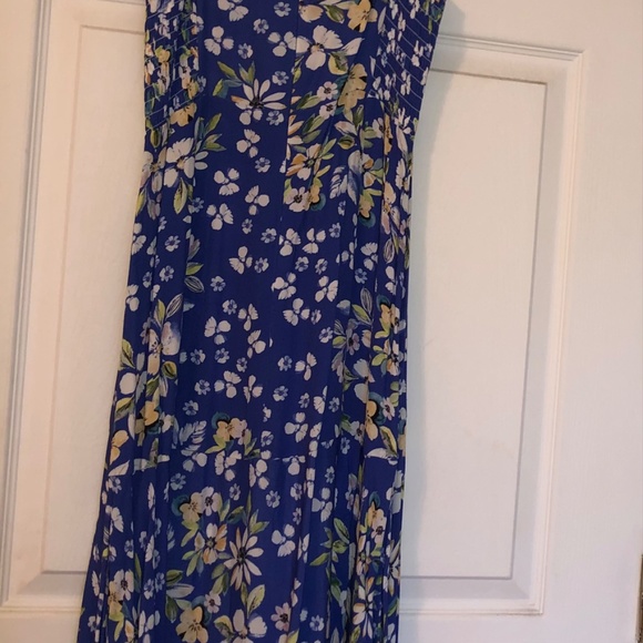 New Yumi Kim Blue Floral Sleeveless Maxi Dress with Side Slit High End Designer - Picture 4 of 7